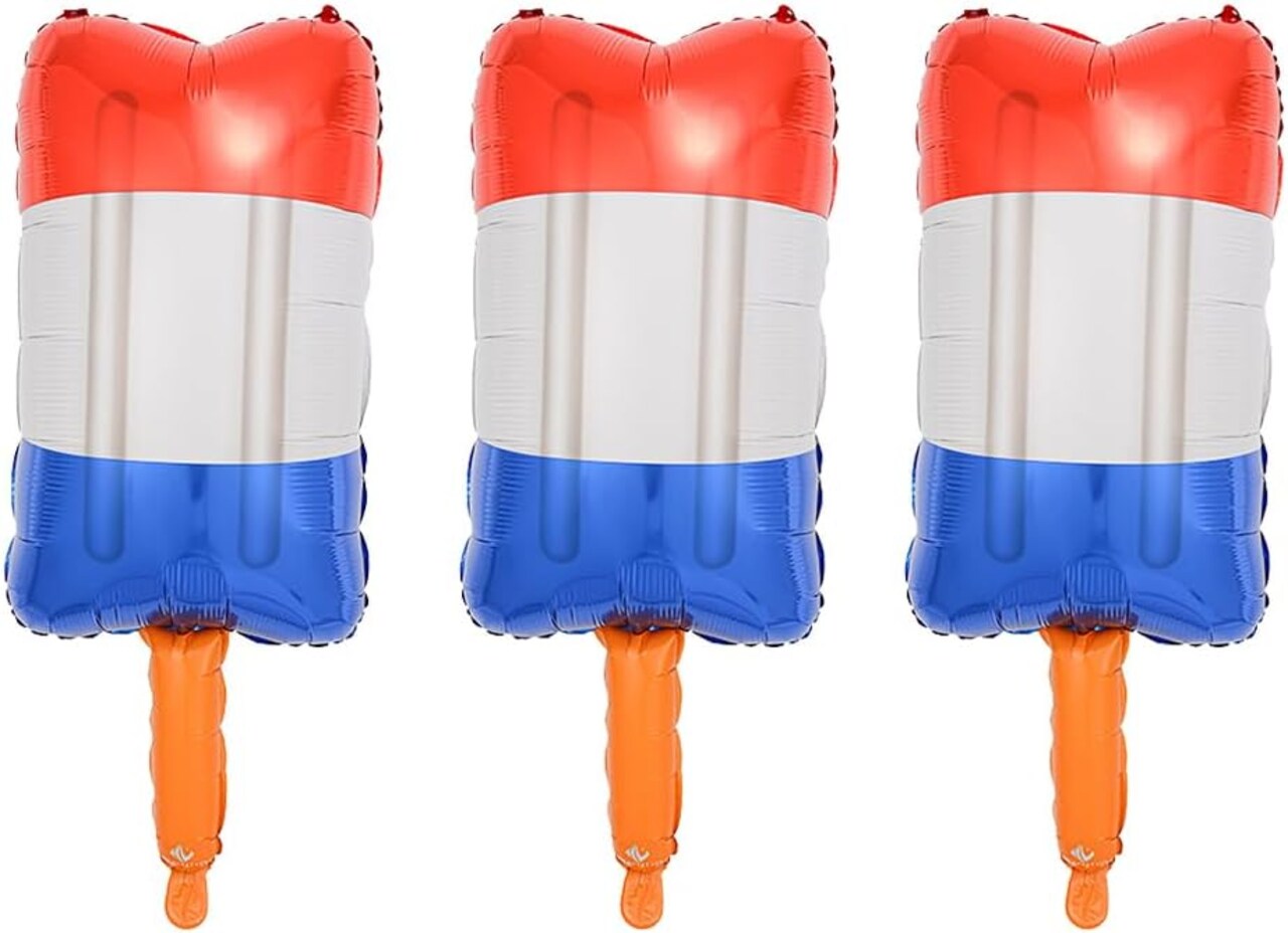 Latex Balloons Red, White & Blue Popsicle Foil Balloons – 3PCS Patriotic Balloons for 4th of July, Memorial Day, Election & USA-Themed Party Decorations
